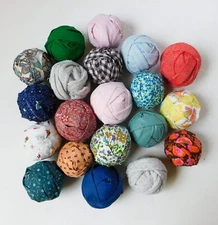 20 Vintage Primitive Folk Art Rag Balls Fabric Strips Lot 3