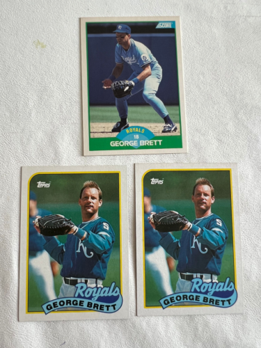 (3) 1989 GEORGE BRETT-SCORE # 75 & (2) TOPPS # 200 BASEBALL CARDS (ROYALS)