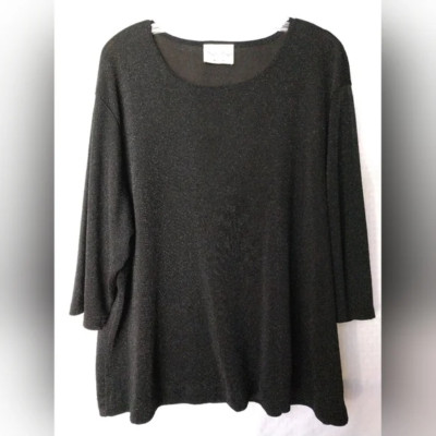 Pretty Fred David Woman Knit Top Evening Black Mild Sparkle Plus 2XL Chest 48''
