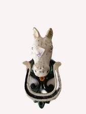 Türklopfer CAST IRON HORSE HEAD grün weiss Klingel Vintage Deko für Haus+Hof