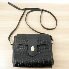 Mark Cross Bag Crocodile Exotic Black Leather Croco Saddle Box VTG DEFECT $5000