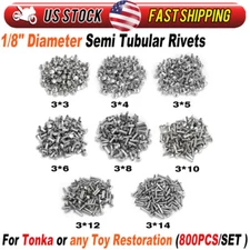 Dia. 1/8" For Tonka Aluminum Semi Tubular Rivets 800x Super Assortment Toy Parts