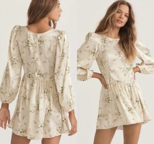 NEW W/ TAG | $525 LoveShackFancy Garcia Scoop Neck Button Mini Dress| Yellow | 2