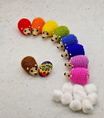 DK 🦔KNITTING PATTERN 🦔Easter Rainbow Hedgehogs Creme Egg Cover EASY CHARITY KNIT