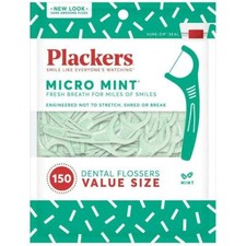 Plackers, 150 Count Micro Mint Dental Floss Flossers Picks Fresh Breath Clean