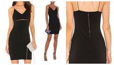 Alice + Olivia Women Dixon Black Mesh Stretch Spaghetti Straps Mini Dress0 $330