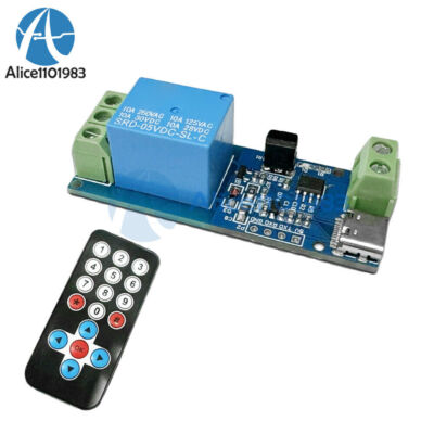 DC5V 1 Channel Relay Module   Infrared Remote Control Self Locking Type-C #A6-37