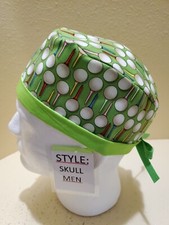 Golf Balls and Tees Men's Skull/Chemo Surgical Scrub Hat/Cap Handmade