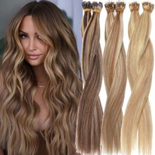 14"-24" 8A Nano Ring Russian Remy Human Hair Extensions Pre Bonded Stragiht USA