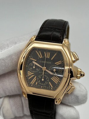 Cartier Ref 2848 Roadster Chronograph XL 18K Rose Gold Leather