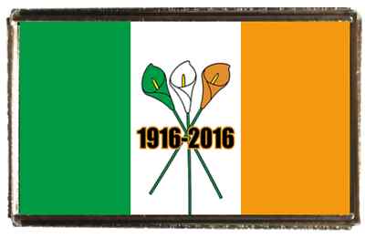 Silberfarbenes Abzeichen Ostern Aufstieg Irland mit Samtbeutel