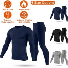Men Thermal Underwear Set Top Bottom Long Sleeve Johns Pants Warm Winter Sports