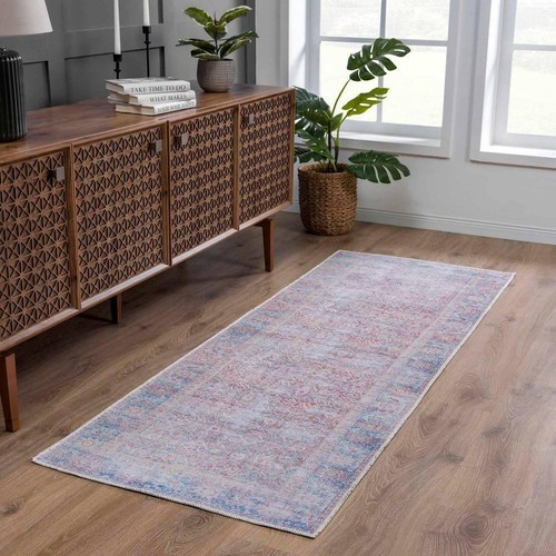 HAUTELOOM Area Rug 5'x7' Rectangle Oriental Dare Light Blue Cream Off White - Picture 5 of 8