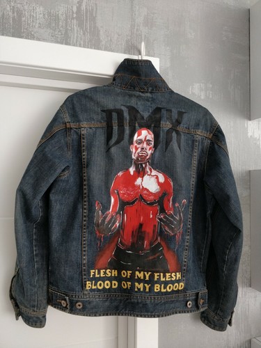 DMX Ruff Ryders Acrylic Art Paint Jean Jacket Hip Hop Rap Hype Flesh Blood Music - Picture 1 of 12