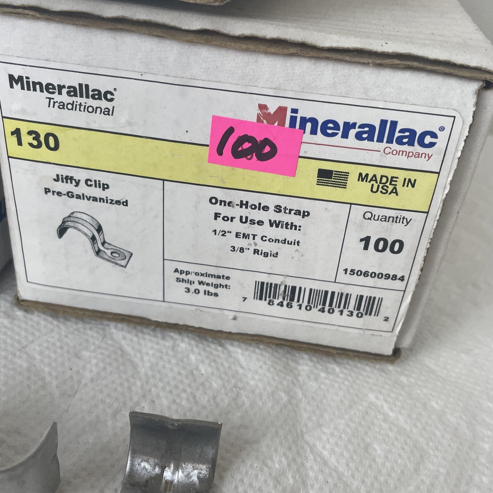 Lot 275 Conduit Strap 1/2” One Hole EMT Minerallac 130 Jiffy Clip PreGalvanized eBay