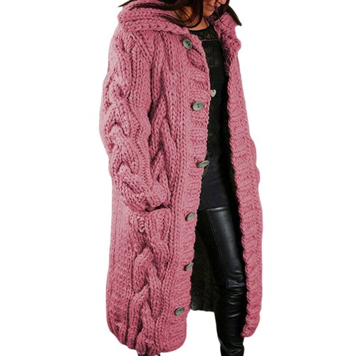 Ladies Loose Chunky Overcoat Women Cable Knitted Winter Baggy Cardigan Sweater - Picture 16 of 72