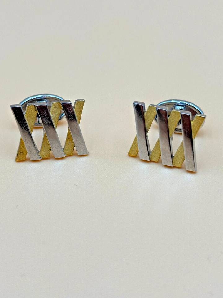 Pierre Cardin Cufflinks Vintage 1960s XXX Design Two-Toned Gold & Silver W/Box - Image 3 of 4