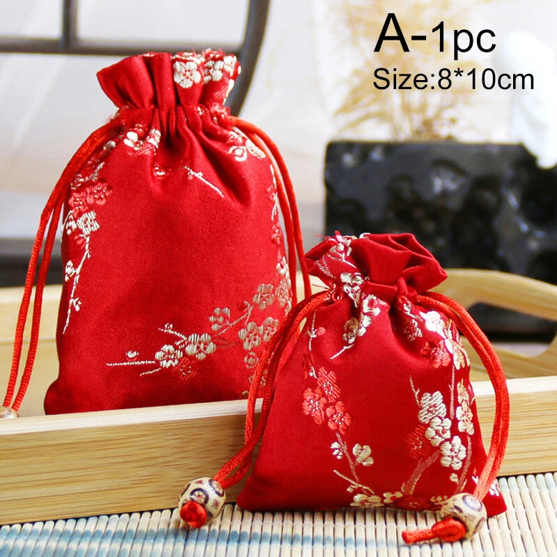 1Pcs Wholesale Chinese Silk Satin Drawstring Candy Gift Pouchs Bags Jewelry  Bag