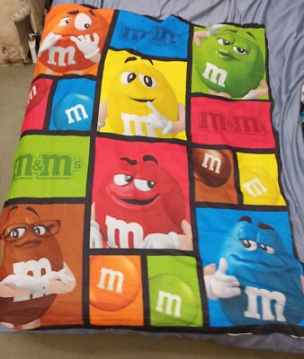 M&M Candy Collage Faces Multicolor Throw Blanket Colorful 50x60in