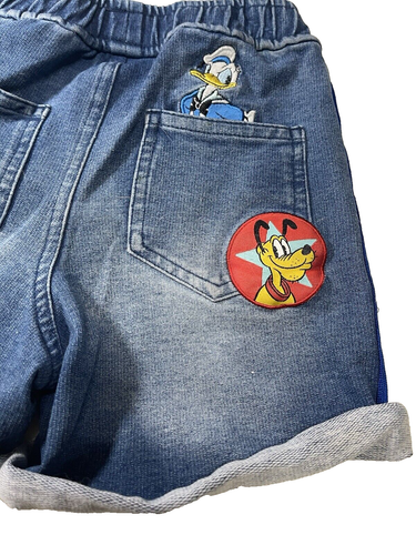 Disney Denim Shorts 4T Girl Mickey Goofy Embroidery Rainbow - Picture 13 of 19