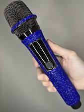 Blue Rhinestone Wireless Karaoke Microphone Receiver System - Rechargeable