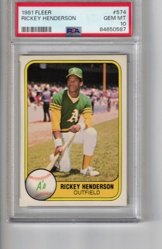 1981 Fleer # 574 Rickey Henderson HOF PSA 10