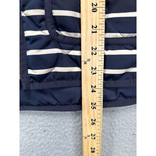 J Crew Goose Down Puffer Vest Womens Small Navy White Striped Full Zip Ladies - Picture 8 of 10