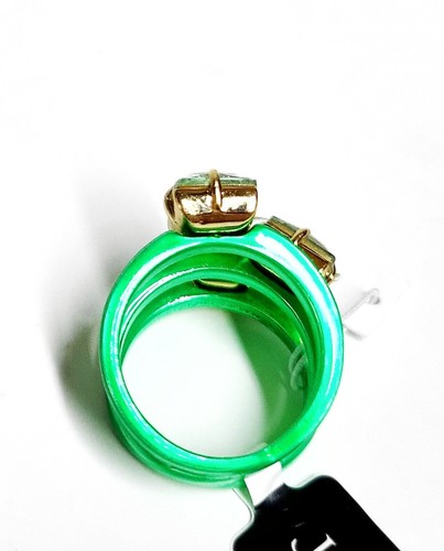 J.Crew Triple Loop Statement Ring Size 5 Summer Green Gold Plated Brass NWT - Picture 10 of 15