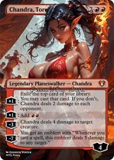 MTG - Chandra, Torch of Defiance - Fanart Borderless Style - EDH / Playtest