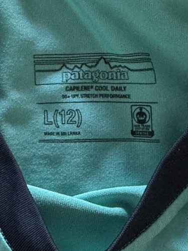 Patagonia Kid's Size Large 12 Rashguard Shirt Aqua - Picture 2 of 3