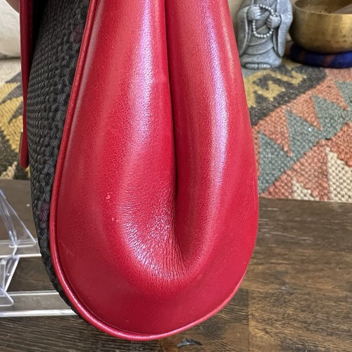 Yves Saint Laurent Envelop Clutch Gray Fabric And Red Leather Excellent - Picture 18 of 19