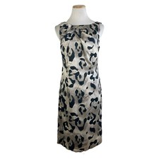 ANN TAYLOR Dress Animal Exotic Print Sheath Straight Cut Satiny Sheen Size 4