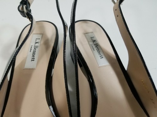 LK Bennett Women Shoes Black Patent Leather Pumps Slingback Sandals Size 39.5 - Picture 12 of 12