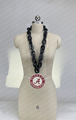 New University Alabama BAMA Jumbo Black Big Fan Chain Necklace Foam MI USA