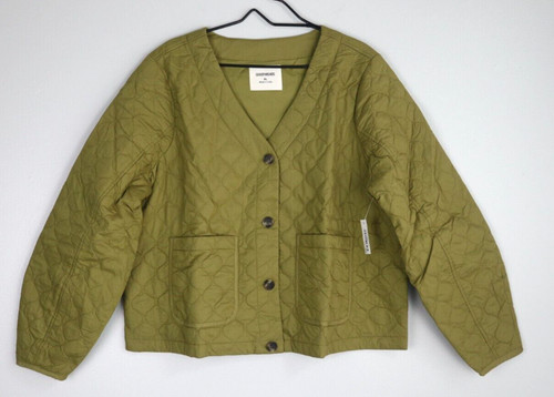 Goodthreads Women's Cotton Poplin Quilted Jacket Transitional Light Green XL