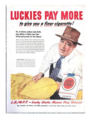 1950 Lucky Strike Cigarettes Vintage Print Ad Luckies Pay More