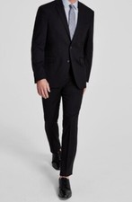 Kenneth Cole Mens 46R Jacket 40x32 Pants Elastic Waist Black 2 Pc Suit Slim Fit