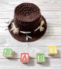 crochet handmade baby hat bucket fishing brim 0-3 months brown new