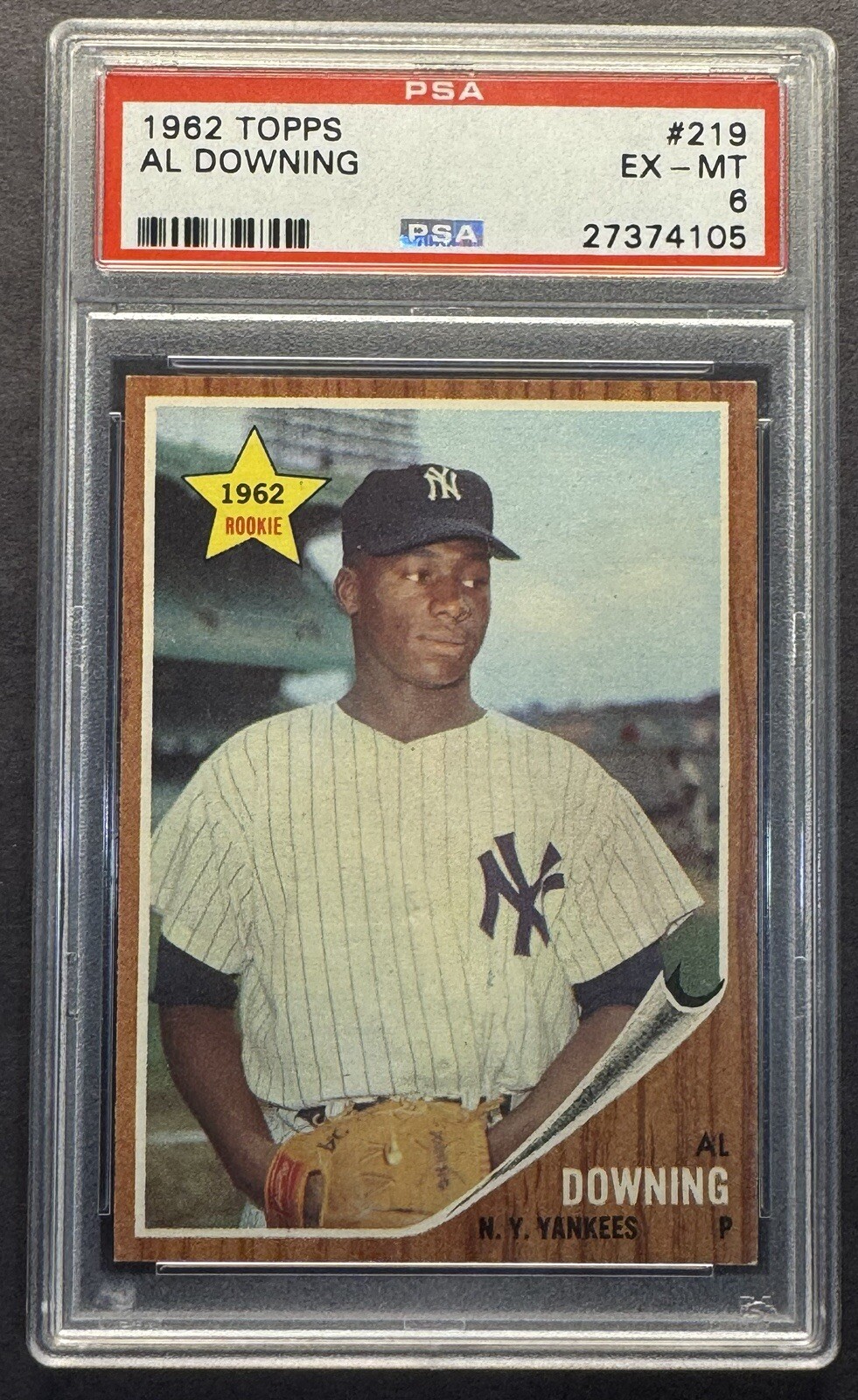 1962 Topps Set Break Al Downing #219 PSA 6 Rookie Rc. New York Yankees
