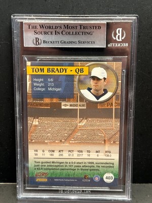 その他 2000 PACIFIC #403 TOM BRADY BGS 8.5 その他 2000 PACIFIC #403 TOM BRADY BGS 8.5 Tom Brady 2000 Pacific