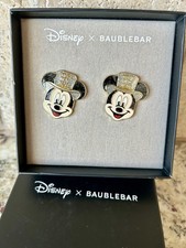 Disney x Baublebar Mickey Mouse Happy New Year Earrings Top Hat NIB Sparkly
