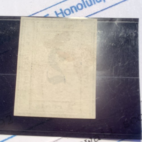 1865 Hawaii 2c Blue NUMERAL Inter-Island Scott #26 Mint + Repaired cert #3592 - Picture 3 of 6