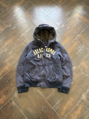 Abercrombie & Fitch Y2K Wolf Jaw Jacket Fur Lined Zipup Hoodie Heavy Mens Large