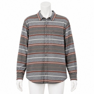 Carbon 2 Cobalt Shirt Mens Large L Gray Brown Striped Lined Flannel Button Down