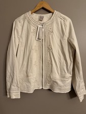 NWT Chico's Tonal Embellished Natural Cream Jacket Size 2 - 12/14