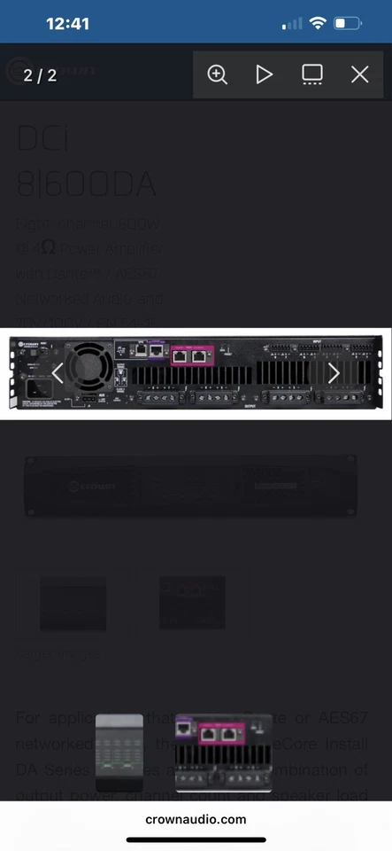 Crown Audio - Amplificador DCi DriveCore 8x600 Watts (DCI8X600) recondicionado de fábrica  - Imagem 2 de 3
