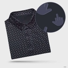 Golf Birdie Finger Polo Shirt Black Color, Performance Golf Shirt Gift For Dad