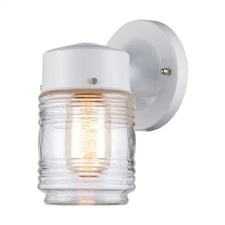 Outdoor Wall Lantern Sconce White Jelly Jar Light Porch Patio Garage Fixture