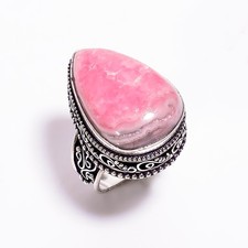 Natural Rhodochrosite Gemstone Handmade Jewelry 925 Sterling Silver Ring 7 US