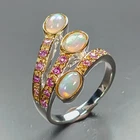 Jewelry gemstone Natural Opal Ring 925 Sterling Silver Size 6.5 /R471667